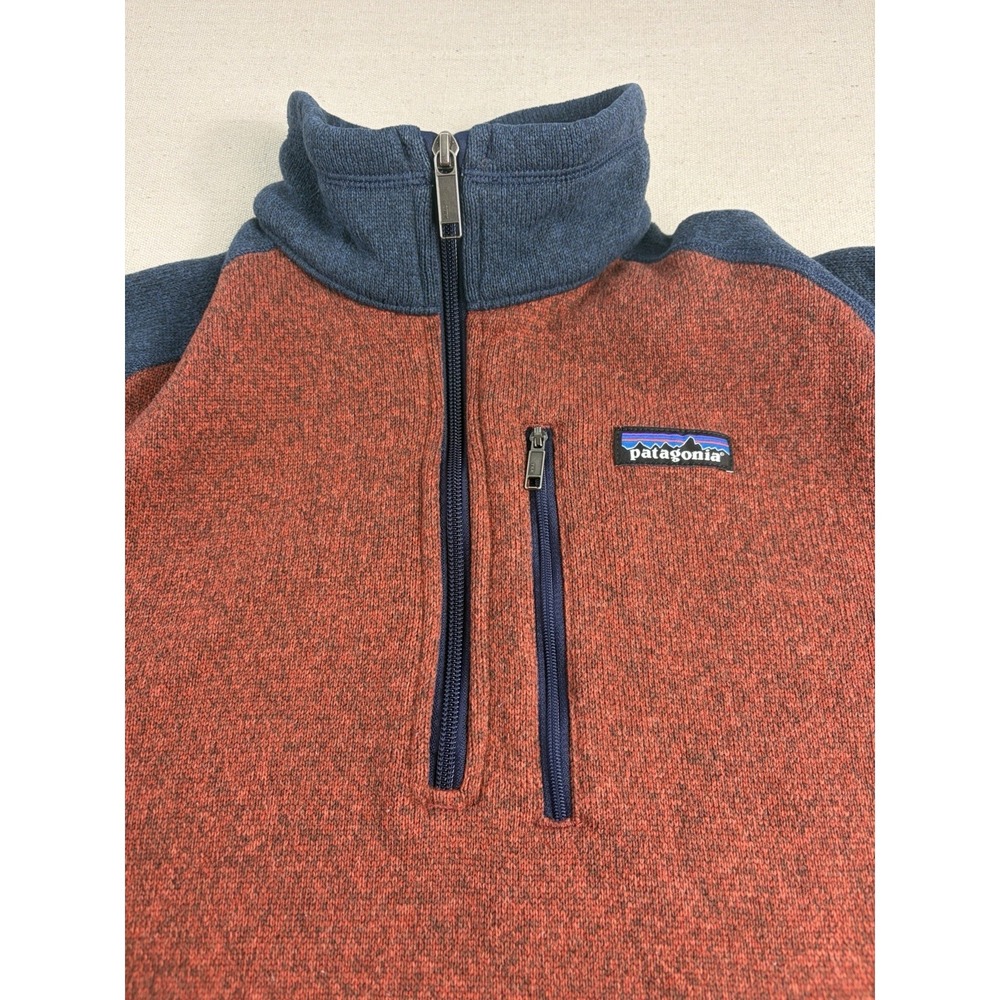 Patagonia Better Sweater Mens 1/4 Zip Fleece Jacket Burnt Orange Blue Small (e8)
